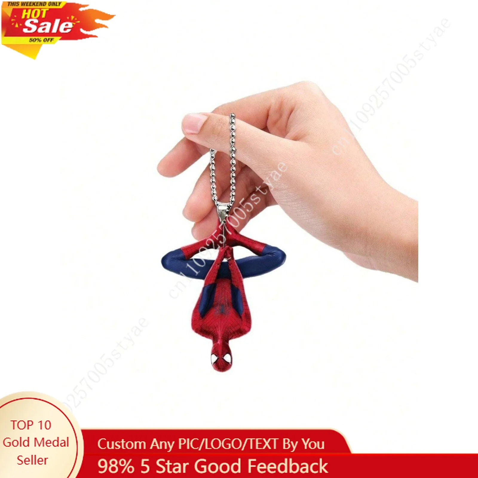 

2pcs/Set 2D Spider Man Acrylic Car Keychain with Intricate Mesh Design Marvel Superhero Mirror Hooks Decorate for Car Backpack