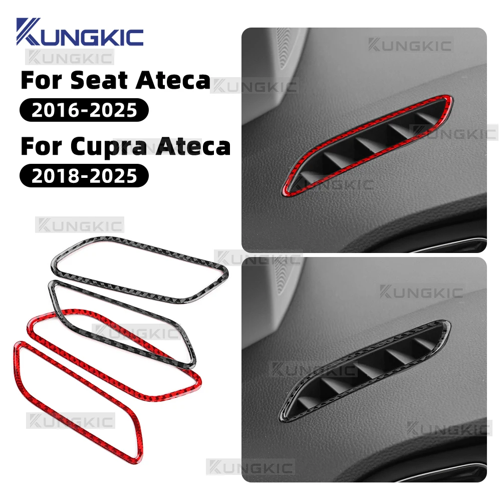 Real Soft Carbon Fiber Sticker For SEAT Ateca 5F 2016-2025 For Cupra Ateca 5F 2018-2025 Car Air Outlet side of Instrument Trim