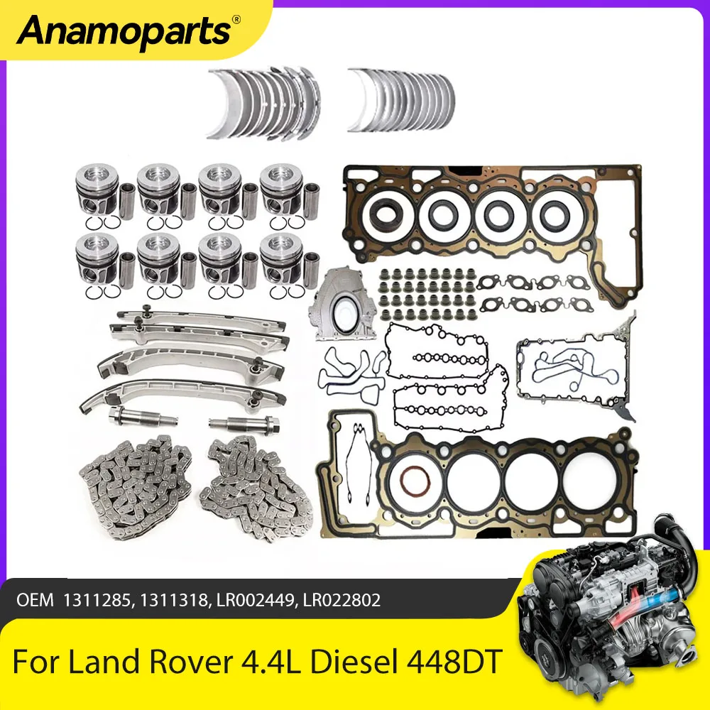 

Engine Parts Head Gasket Set Piston Timing Chain Kit Fit 4.4 L T 448DT For Land Rover Range Sport L322 L405 L494 4.4L Diesel