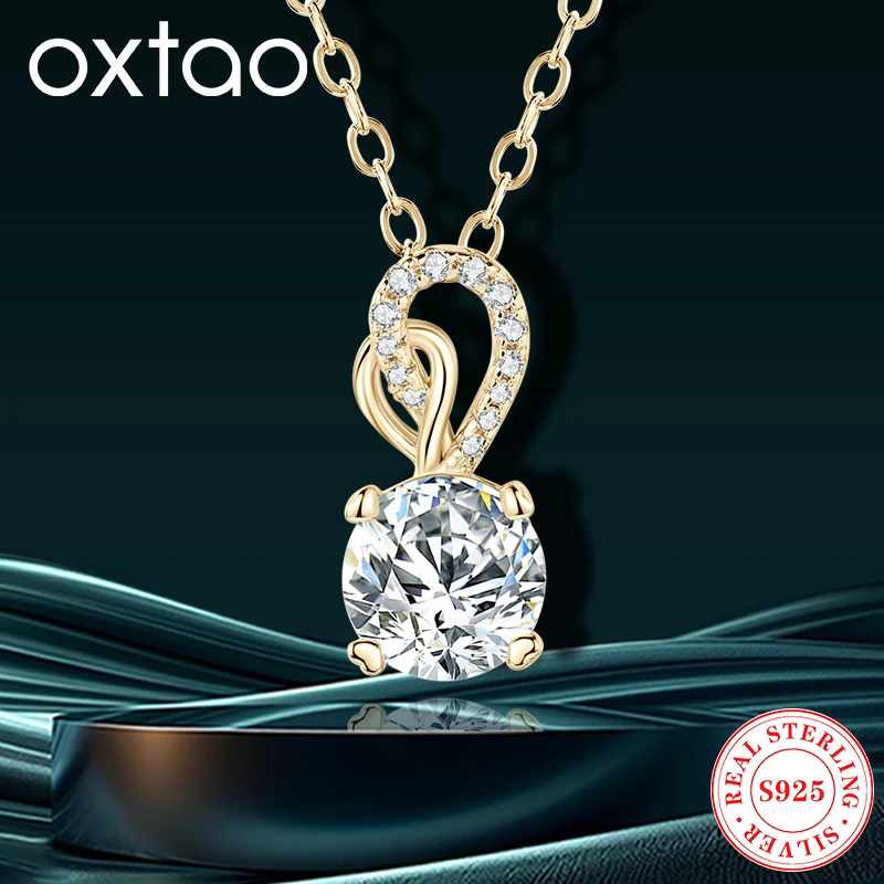 

OXTAO 1.0CT Heart Shaped Moissanite Pendant Necklace Original 925 Silver Luxury Gift Wedding Jewelry Valentine Day for Women