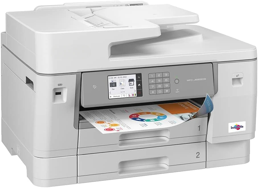 Color Inkjet All-in-One Printer with Wireless, Duplex Printing, 11” x 17” Scan Glass and Up to 1-Year of Ink in-Box,White