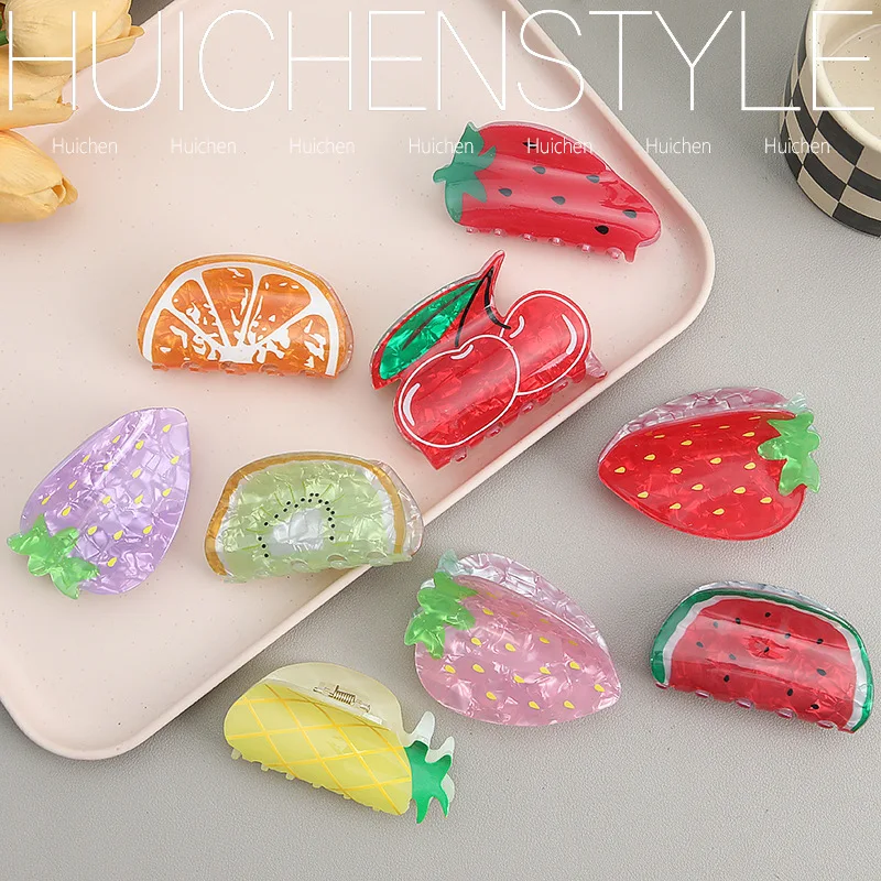Refreshing World Fruit Series Hair Claw Delicious Strawberry Eco-Friendly Hair Claw Clips Hair Accessories for Women Girls