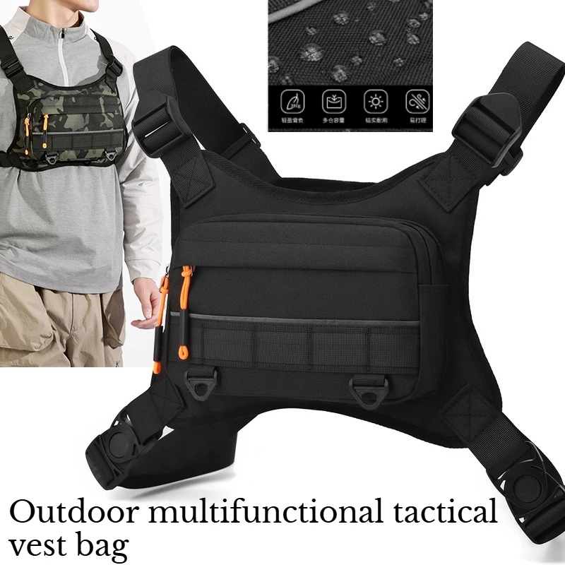 Multi Functional Outdoor Tactical Vest Night Riding Safety Reflective Bag Sports Chest Bag Waist Bag