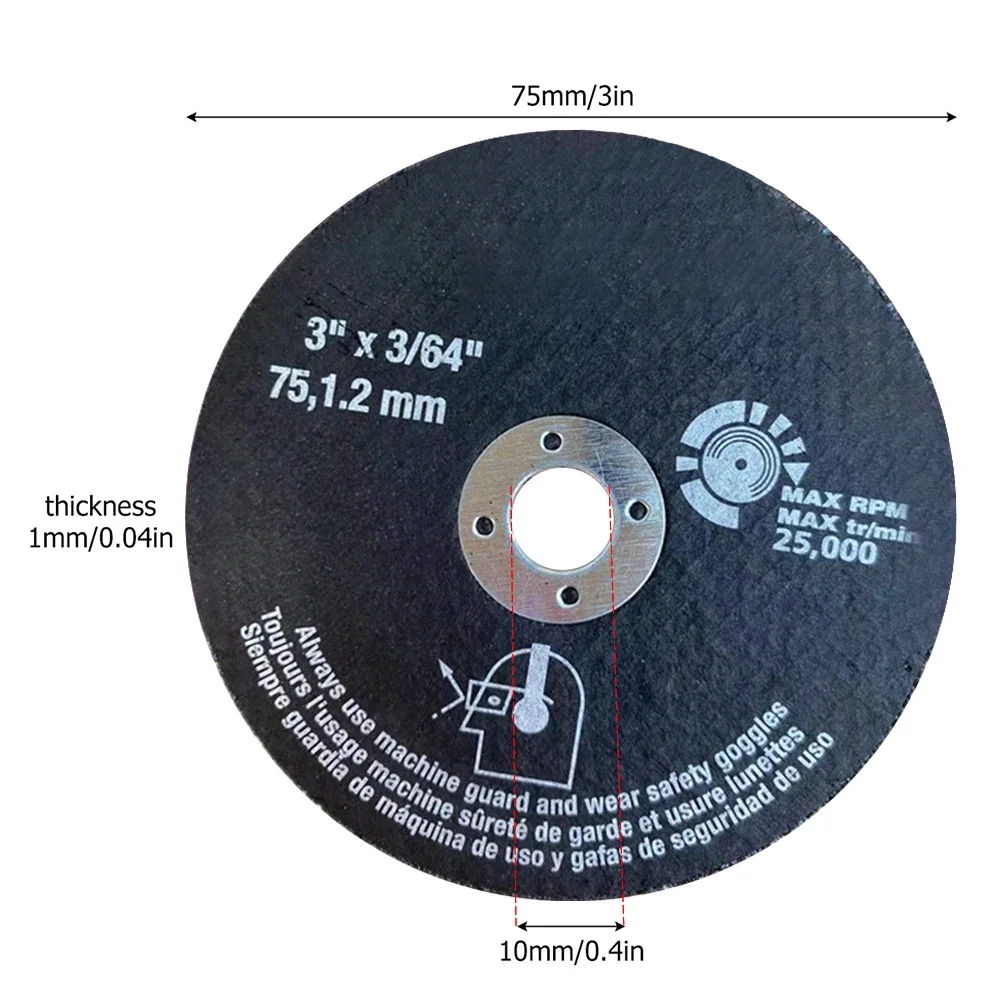 절삭 휠 원형 송진 톱날, 금속 절삭 각도 연마기 절삭 디스크 연마재용, 5 개, 75mm, 3 인치