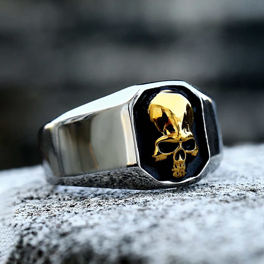 

High Polish Vintage Stainless Steel Skull Ring For Men Boys Punk Gothic Skeleton Rings Biker Fashion Jewelry Gifts Dropshipping