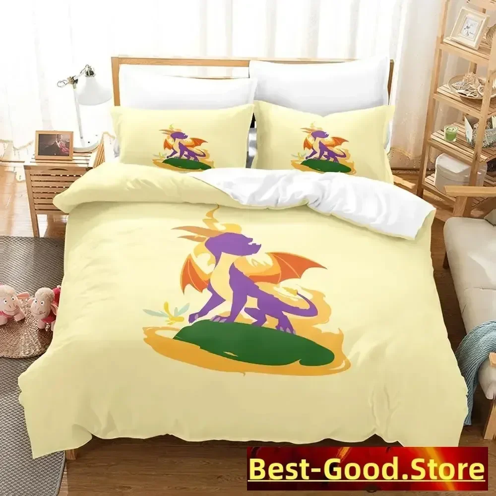 

2023 Spyro reignited trilogy Bedding Set Duvet Cover Sheet Printed Bed Set Pillowcase Bed Full Queen King Size Comforter Bedroom