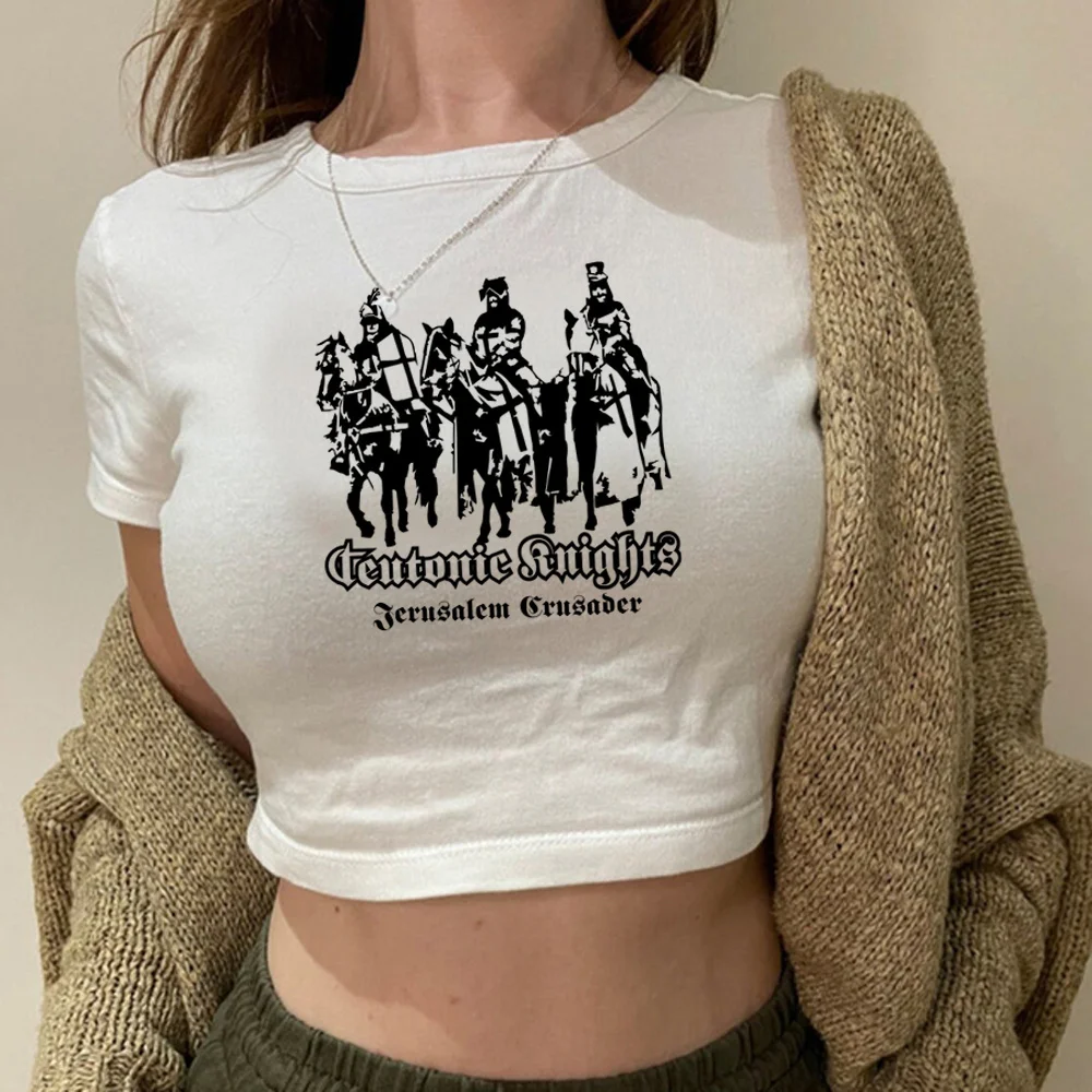 Knights Templar korean fashion 2000s hippie  crop top girl kawai cute manga t-shirts