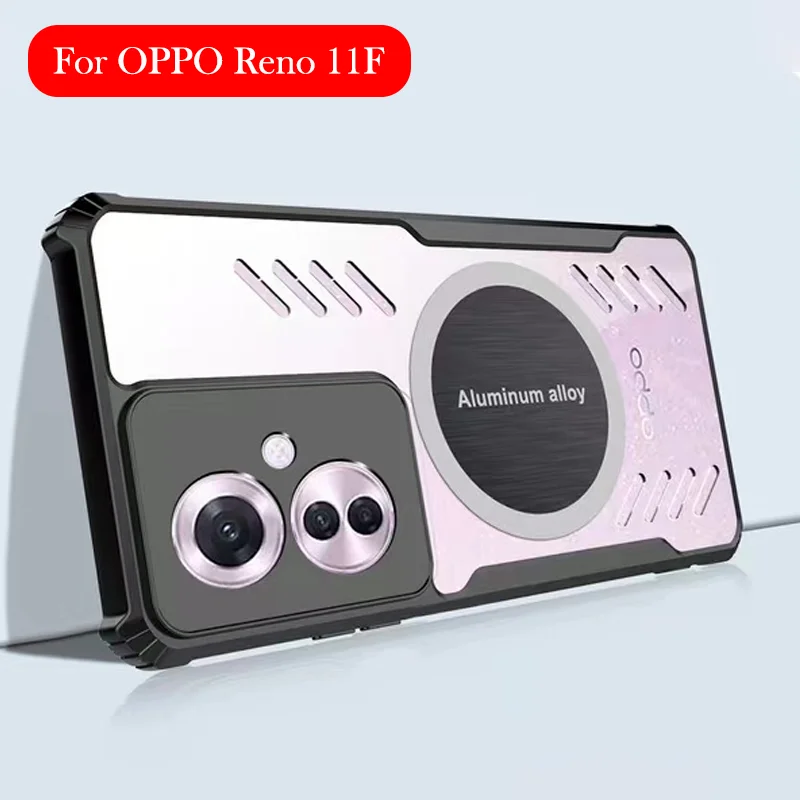 Estojo magnético para OPPO Reno 11F, dissipação de calor, tampa traseira, grafeno, 5g
