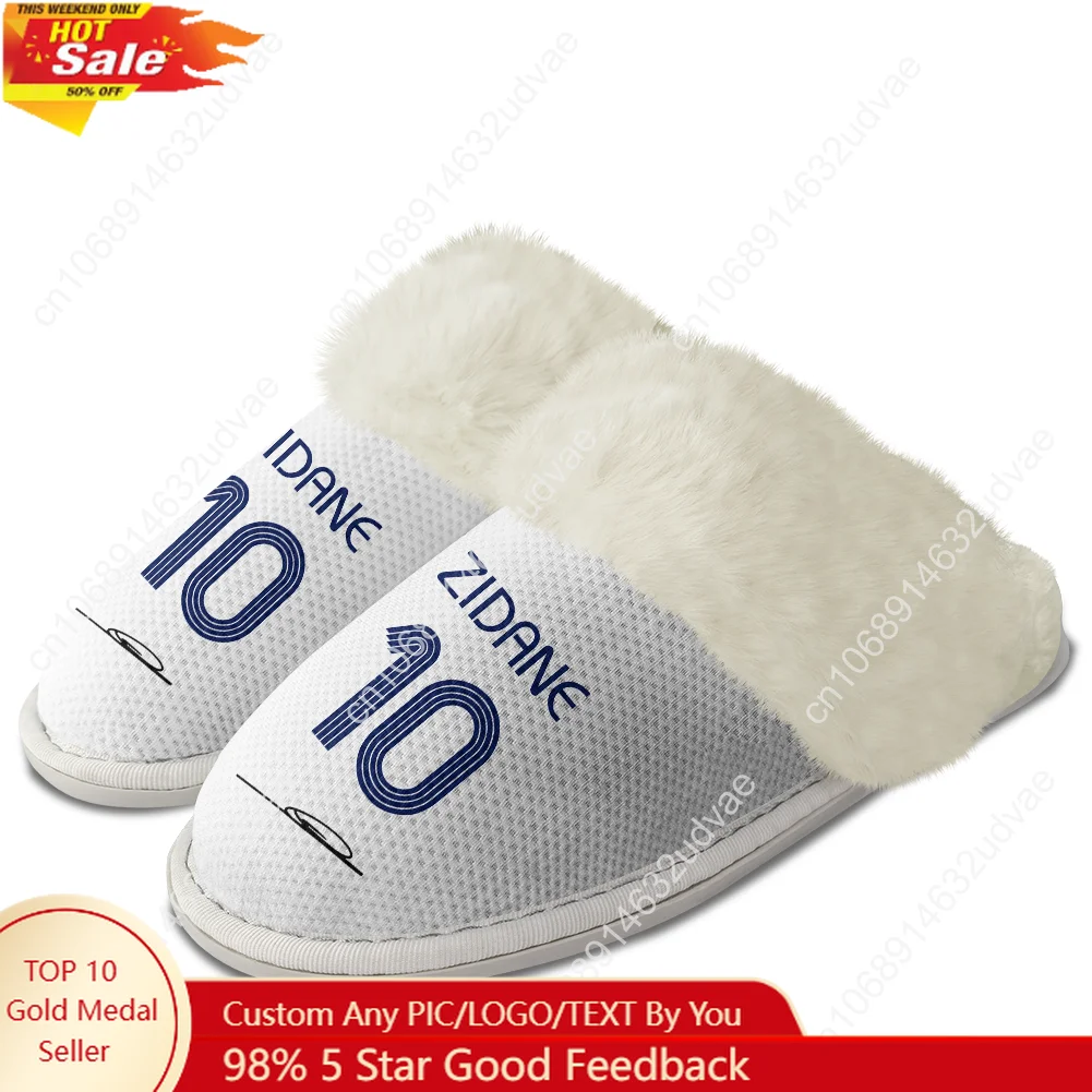 

Zidane No.10 Plush Slippers Keep Warm Shoes Mens Womens Soft Foot Covers France Soccer Star Cotton Customized Slipper DIY