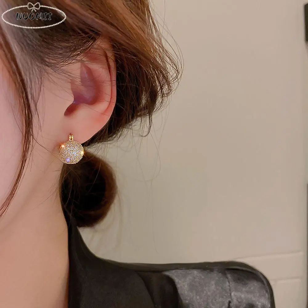 Unique Zircon Color Film Circle Multi Wearing Method Women Earrings Pearl Earrings Korean Style Stud Earrings Fashion Jewelry