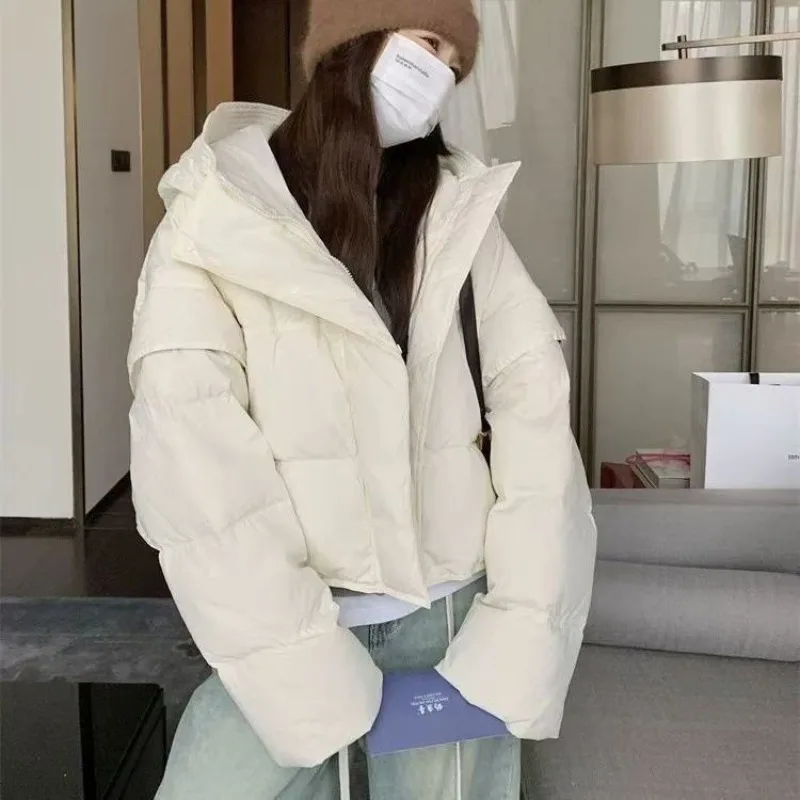 Women's clothing Down jacket New style Short style Winter Hooded Loose fit Duck down Thickened Warm Outerwear jackets for women