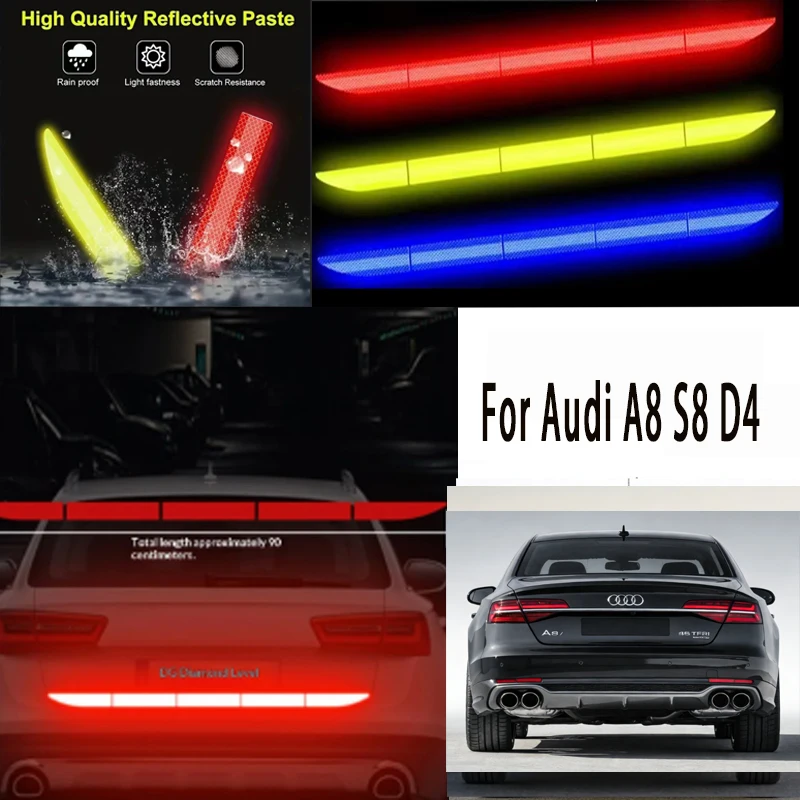 

For Audi A8 S8 D4 1pcs Reflective Warning Safety Tape-Car Trunk Anti-Collision