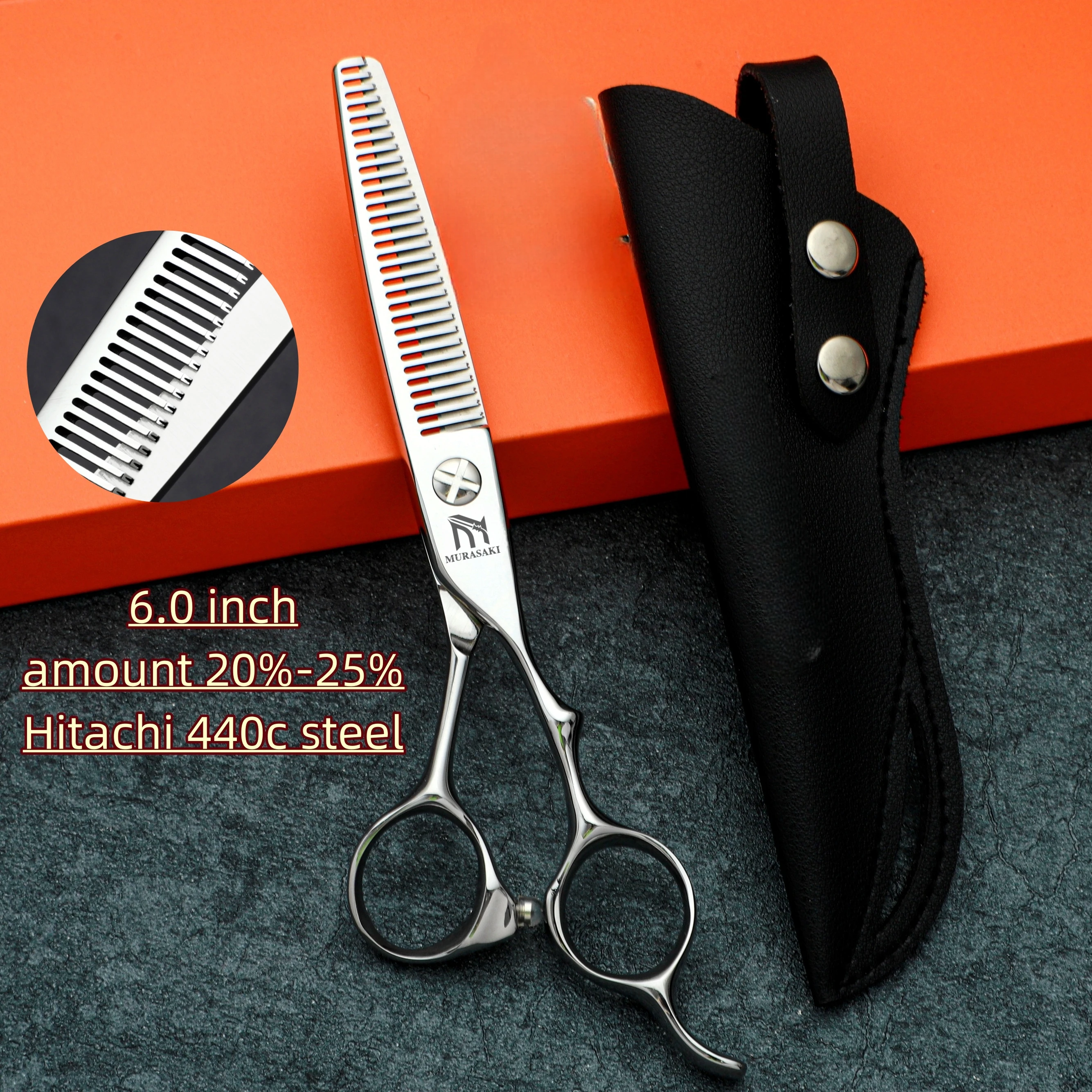 MURASAKI Professionelle Friseurschere, 6,0 Zoll Haarschneideschere, Hitachi 440C Stahl, Hochwertiges Friseurzubehör – Detail 30