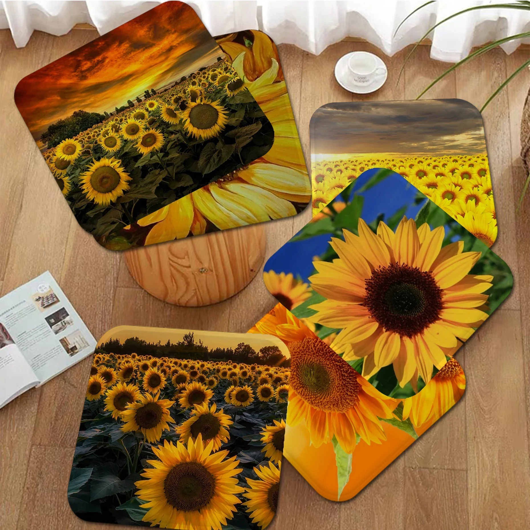 Sunflowers Cushion Mat Tapestry Art Printing Indian Buddha Wall Decoration Witchcraft Bohemian Hippie INS Home Decor