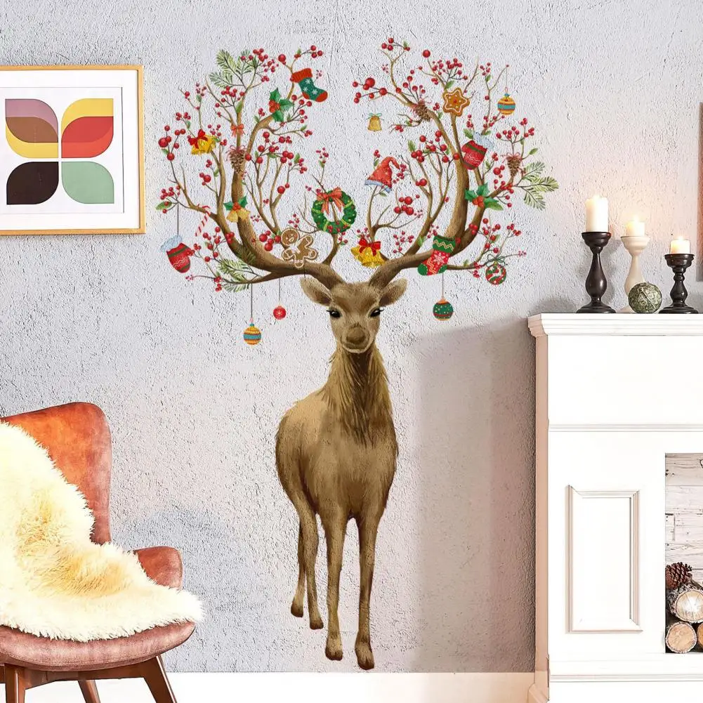 Decorative Sticker Christmas Window Waterproof Christmas Elk Wall Stickers Festive Xmas Party Decoration for Windows