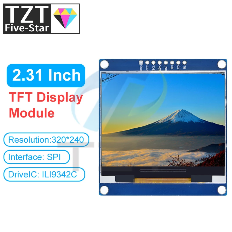 Imagem -03 - Módulo de Tela Lcd para Arduino Tft Colorido 2.31 Polegada Spi 262k Controlador Ili9342 320x240 Rgb 8pin