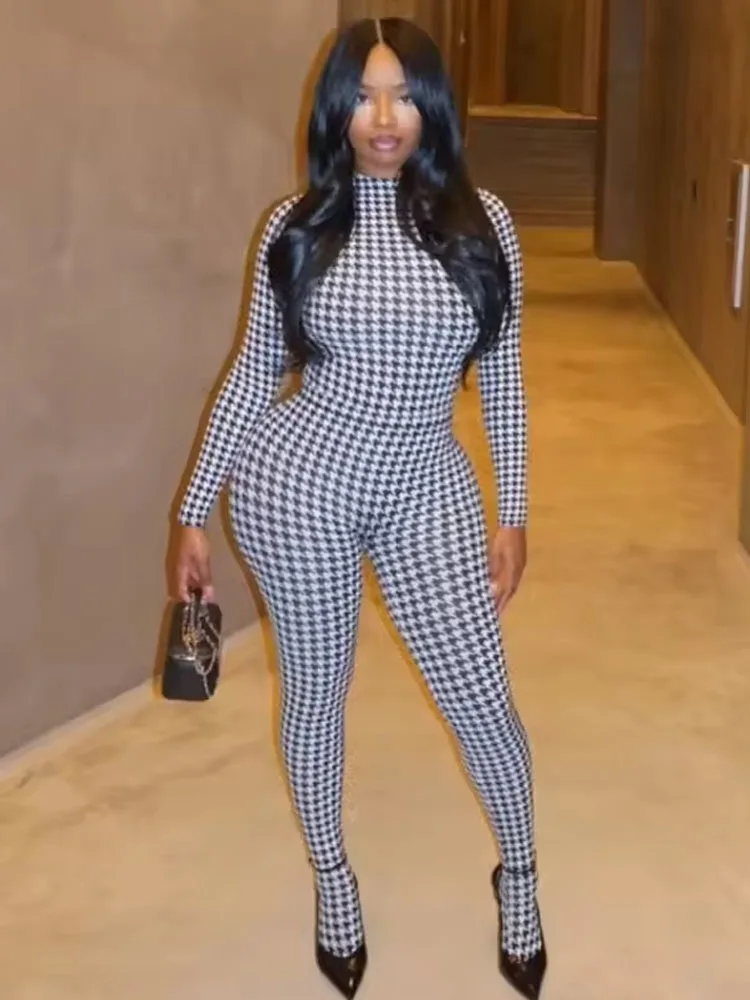 Weird Puss Sexy Foot Jumpsuit Women Snake Print Autumn Trend o-Neck Full Sleeve Stretch Skinny Street Clubwear Zip Slim Overalls