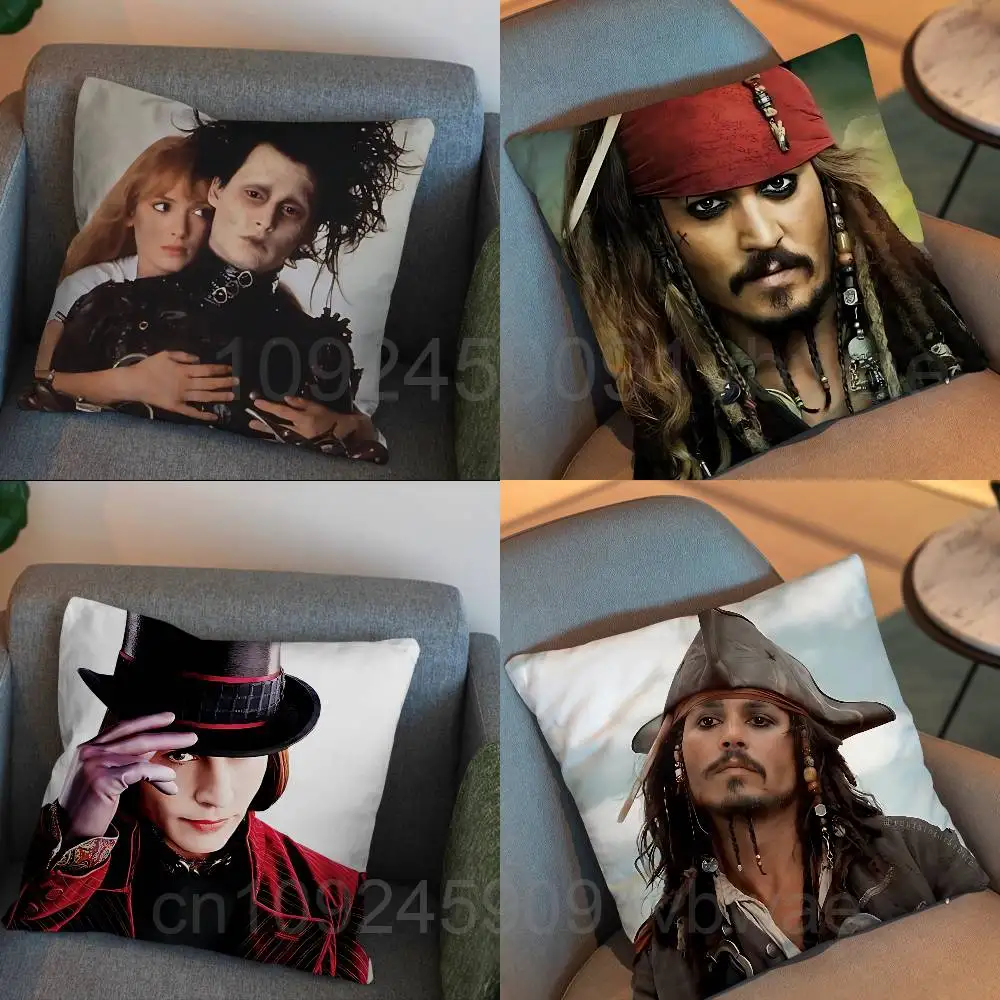 Character Close up Johnny Depp Pillow Case Anti-dustmite Pillowcase Invisible zipper silky short plush Sofa cushion cover