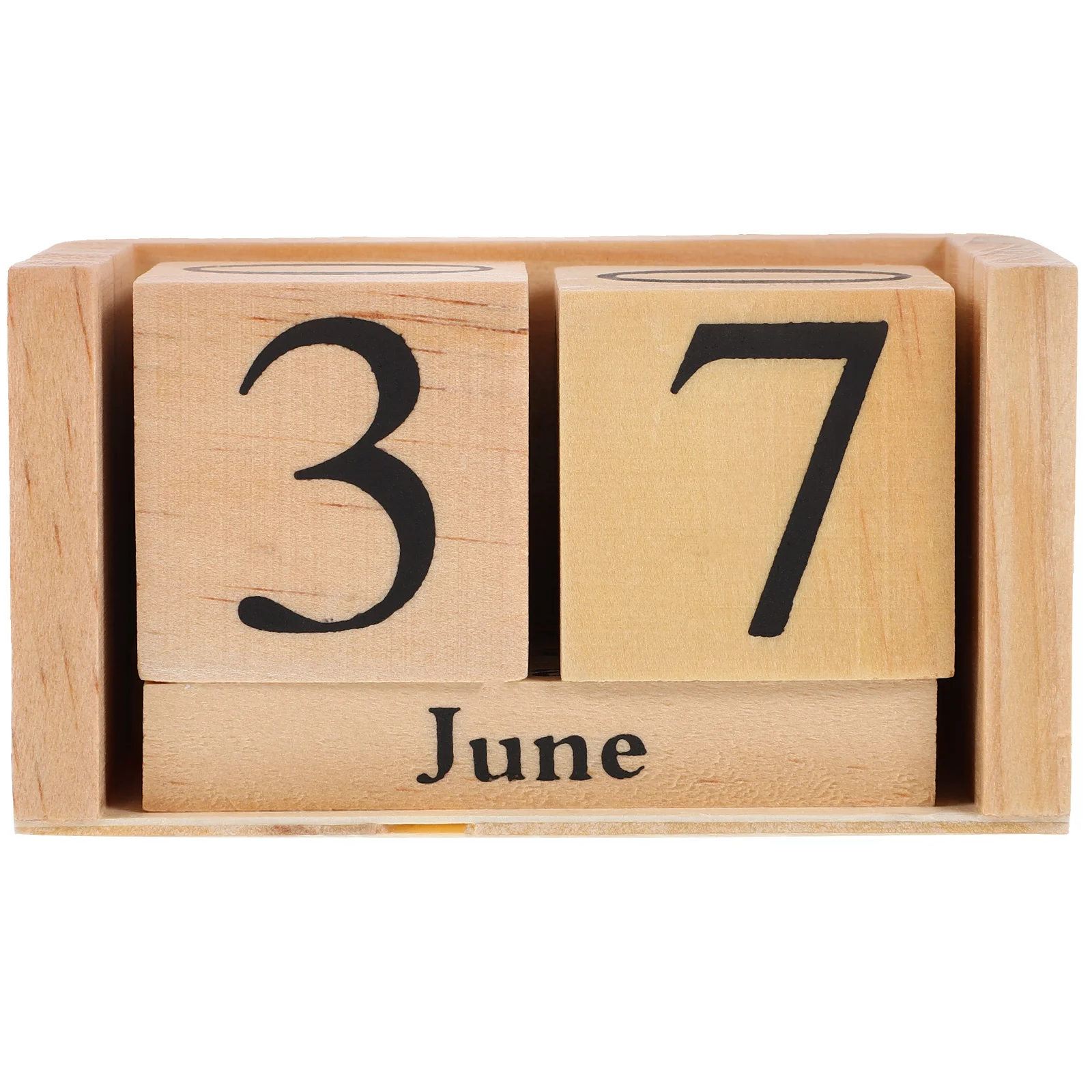 Wooden Block Desktop European Style Perpetual Table For Home Office Decor Standing Wood Block Calendar Decorative Tabletop