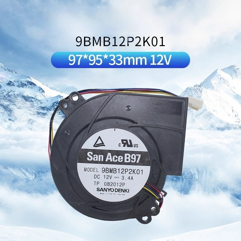 New original 9733 9.7cm 9BMB12P2K01 DC12V 3.4A 4-wire PWM turbo blower fan