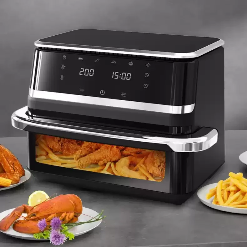 Large Capacity Dual Basket Air Fryer With View Window 2 Independent Baskets No Flip Digital Display For Home