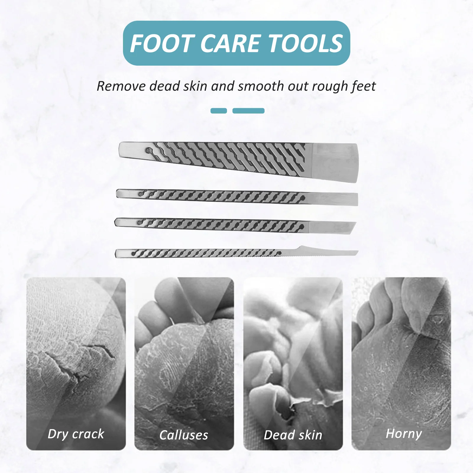 

5Pcs Foot Callus Remover Set Silver Black Durable Pedicure Tool Home Foot Grinding Dead Skin Remover Pedicure Tool