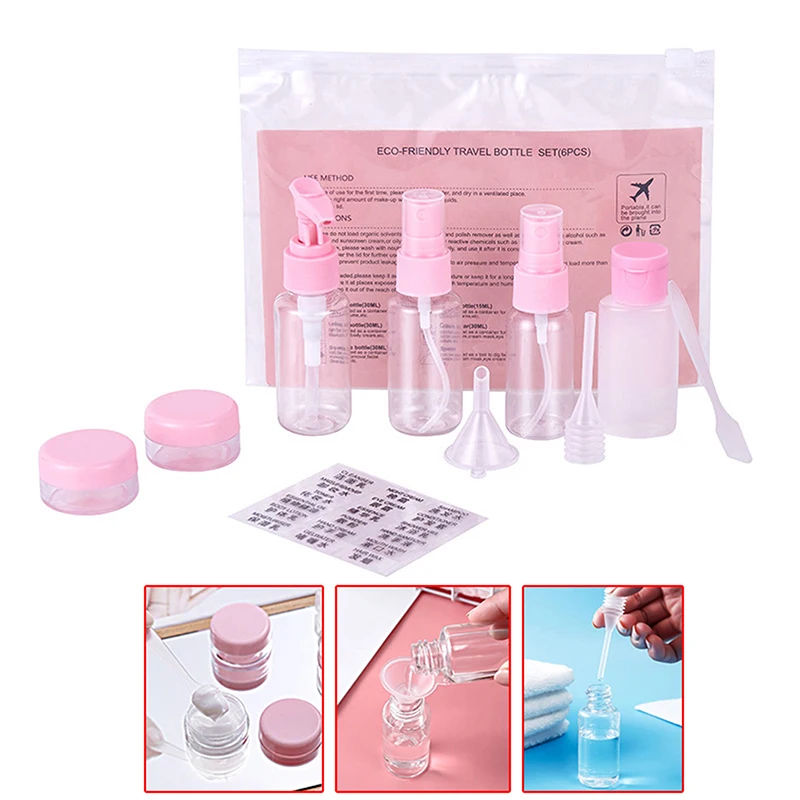 Conjunto de garrafas recarregáveis para viagem, 11 peças, loção cosmética, spray de toner, shampoo, creme essencial, recipiente vazio para produtos de higiene pessoal
