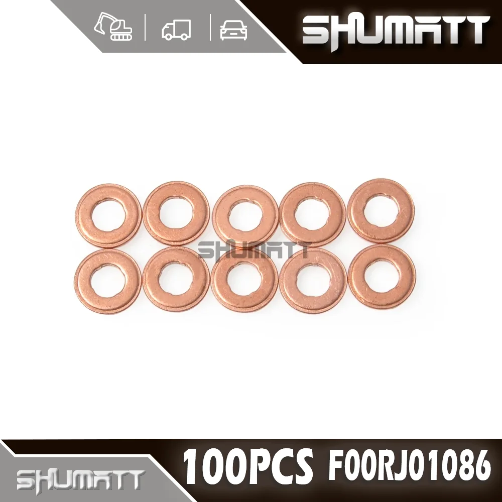 

SHUMATT New 100 PCS F00RJ01086 15*7*2.0mm Injector Nozzle Copper Gasket With Gear China Made New