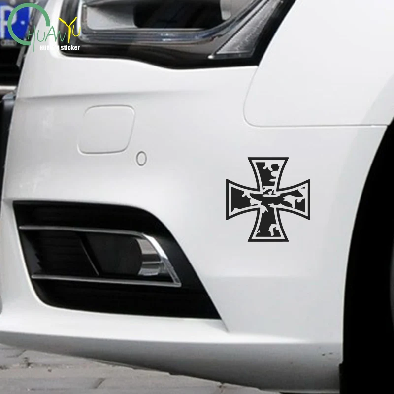 for Iron Cross Car Stickers Creative Sunscreen Occlusion Scratch Decals Waterproof Die Cut Refrigerator Car Accessories