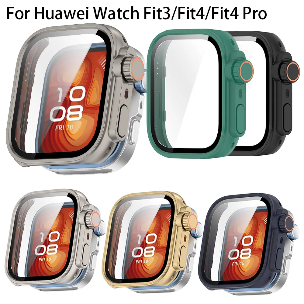 Ändern Sie sich auf Ultra-Vollschutzhülle für Huawei Watch Fit 3 4 Fit4 Pro, Displayschutzfolie aus gehärtetem Glas, Upgrade auf Ultra 2