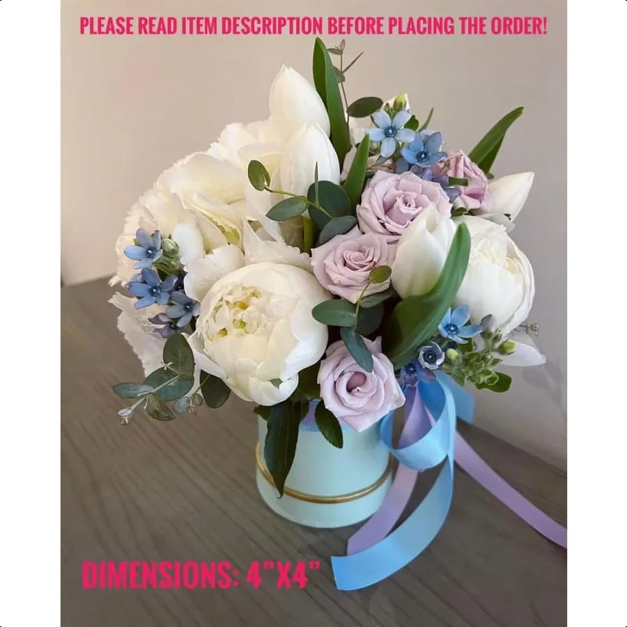 Set of 6 pcs Small Round Shaped Flower Gift Boxes 4 dia. x 4 inch for  Flower and Gift Arrangements Partry Favors Mixed