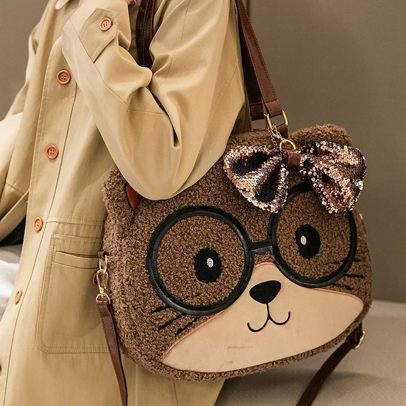 

Женская сумка через плечо с милым котом, большая вместительная сумка через плечо в студенческом стиле, сумка подмышки, женские сумки