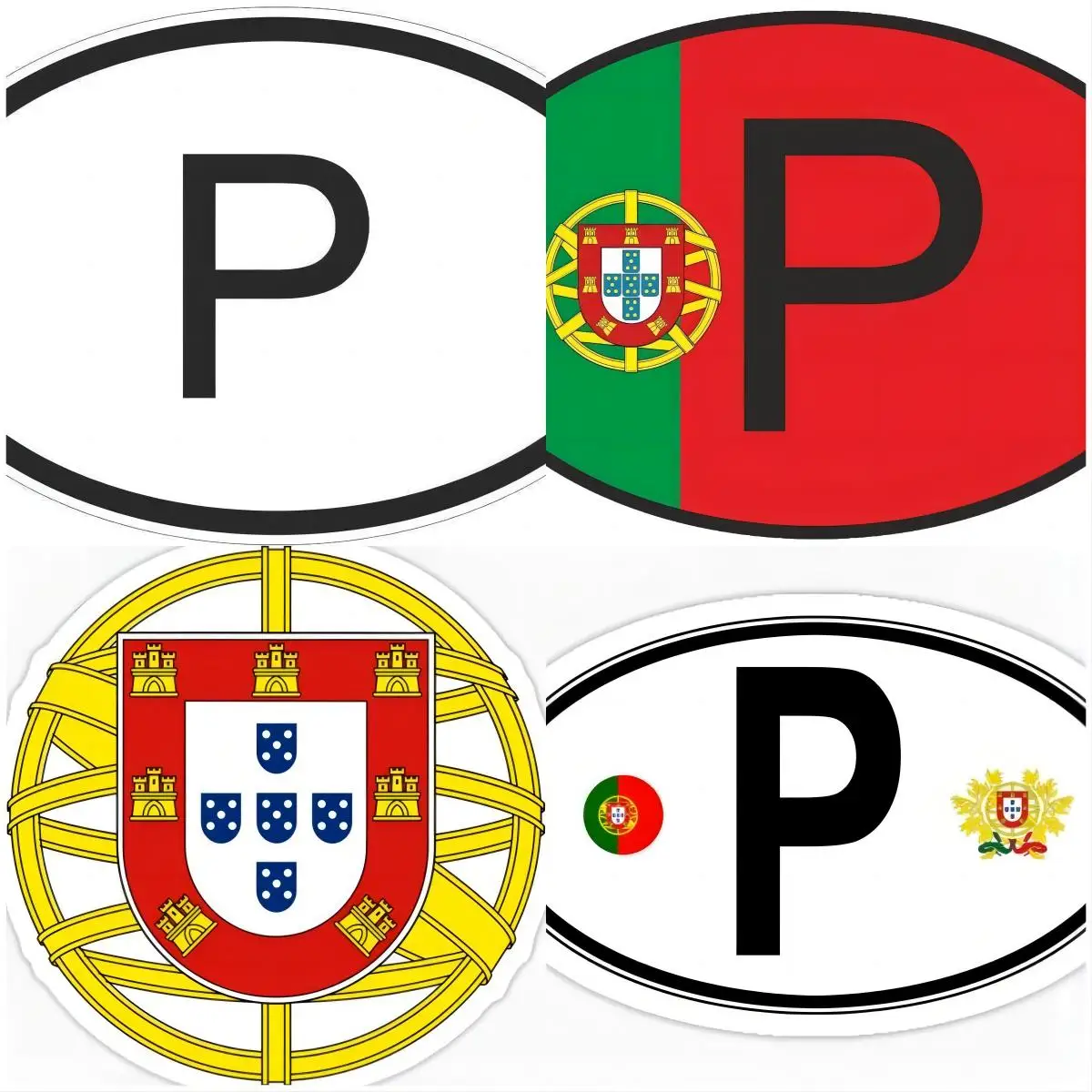 

PT Portugal Country Code Oval Bumper Sticker or Helmet Stickers