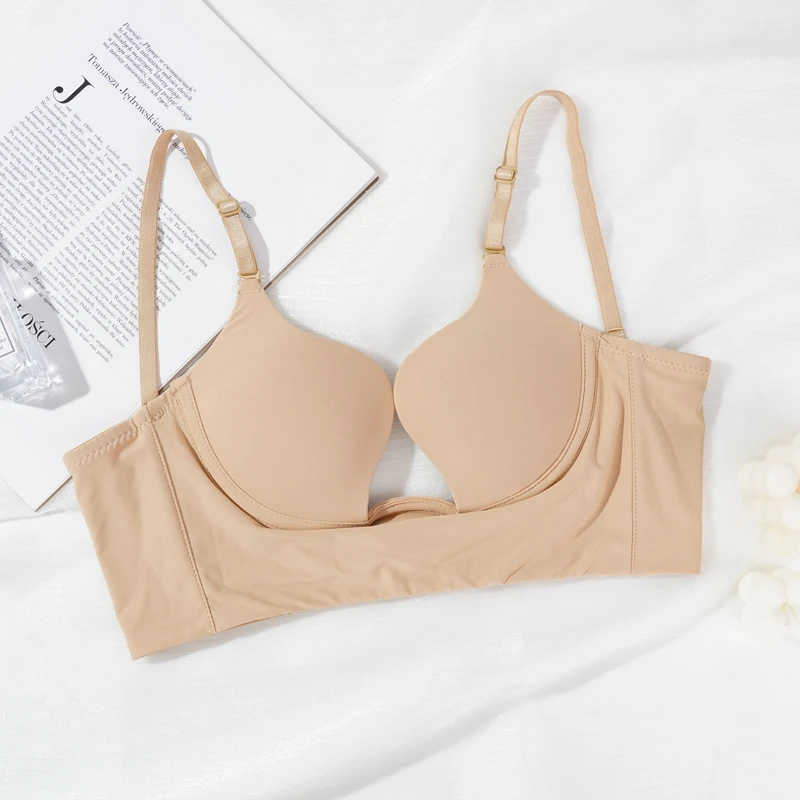 Reggiseno Push Up reggiseni donna senza schienale taglio basso reggiseno con scollo profondo aperto indietro biancheria intima da sposa invisibile