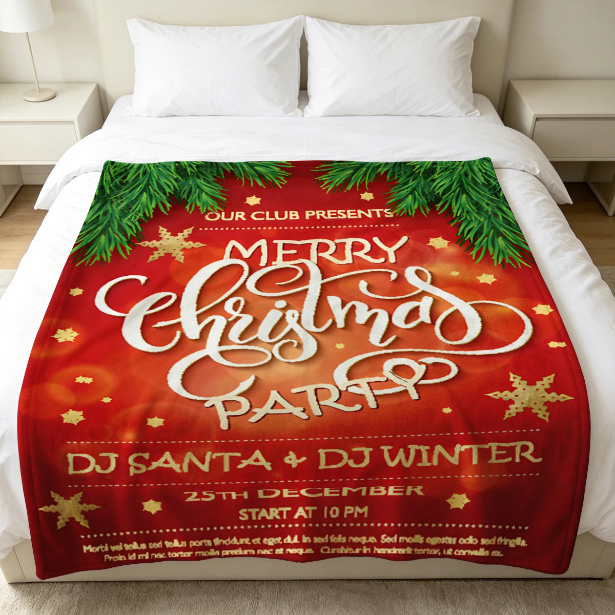Red White Script Party Flannel Blanket Warm Soft Halloween Christmas Decorative Couch Warm Cozy All-Season Gift