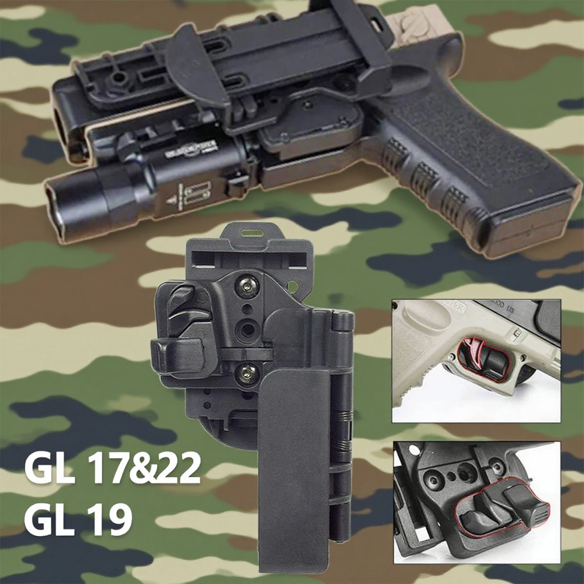 

Tactical IPSC Holster Right Hand Level 3 Carry Quick OWB Gun Case Waist Belt Holster Pistol Holder for Airsoft Glock 17 19 22