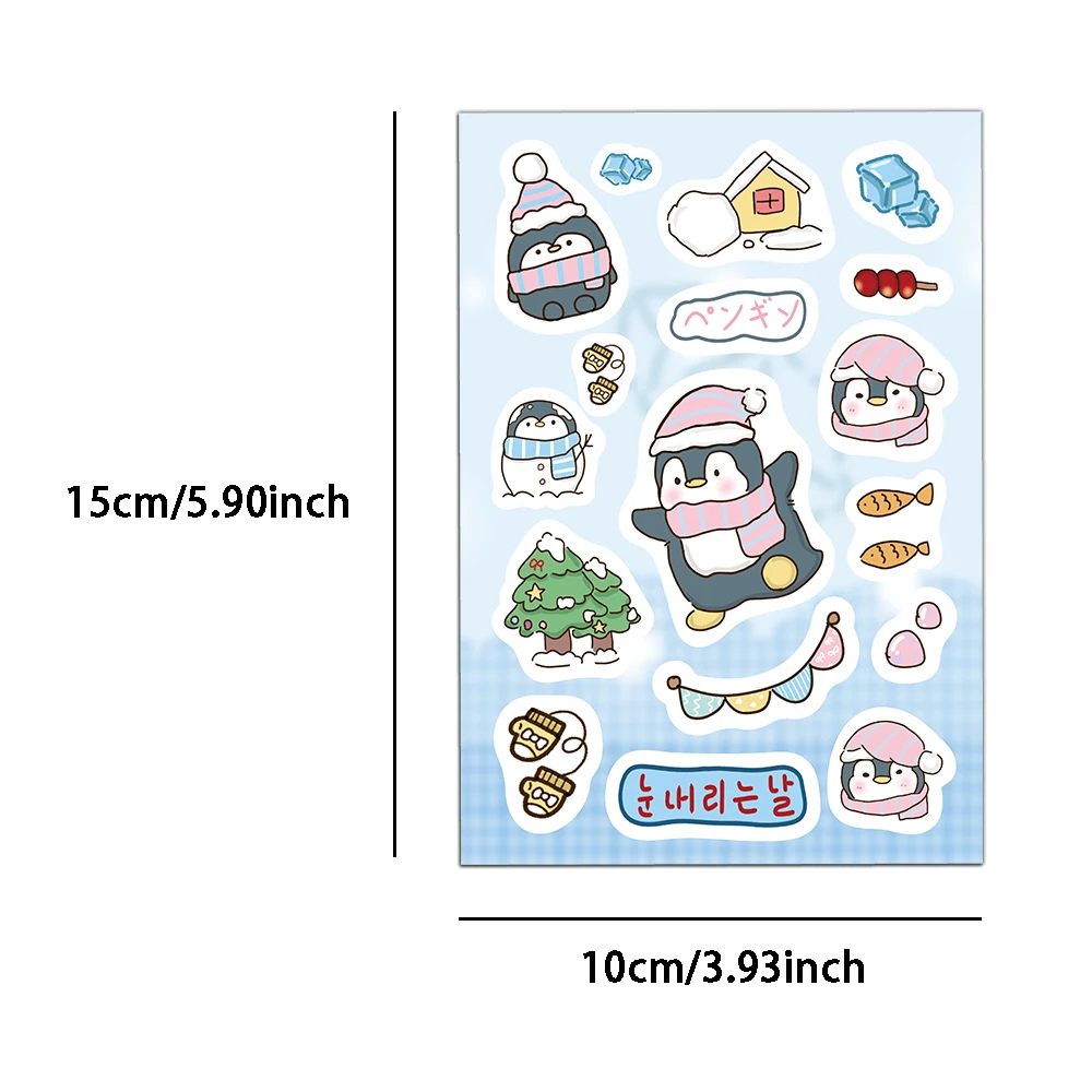 8PCS Cute Animals, Cats, Penguins, Elephants, Cartoon, Healing Series, Ins, Wind, Hand Account, Material Stickers