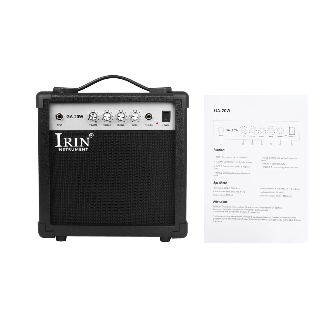 IRIN GA-20W Amplifier 4 Tuning Portable AMP Speaker Cabinet for Electric Guitar Bass Street Performance Guitar Accessories