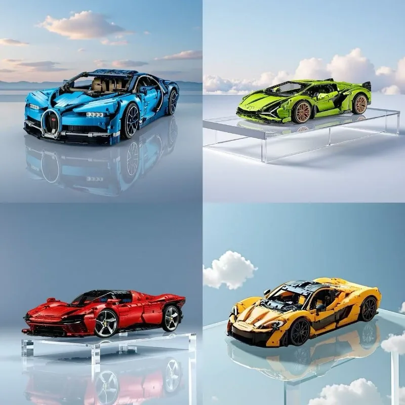 

Big Green Bull Blue Bokini Sports Car Assembly Model Adult and Children's High Difficulty Building Blocks Boy Gift Toy