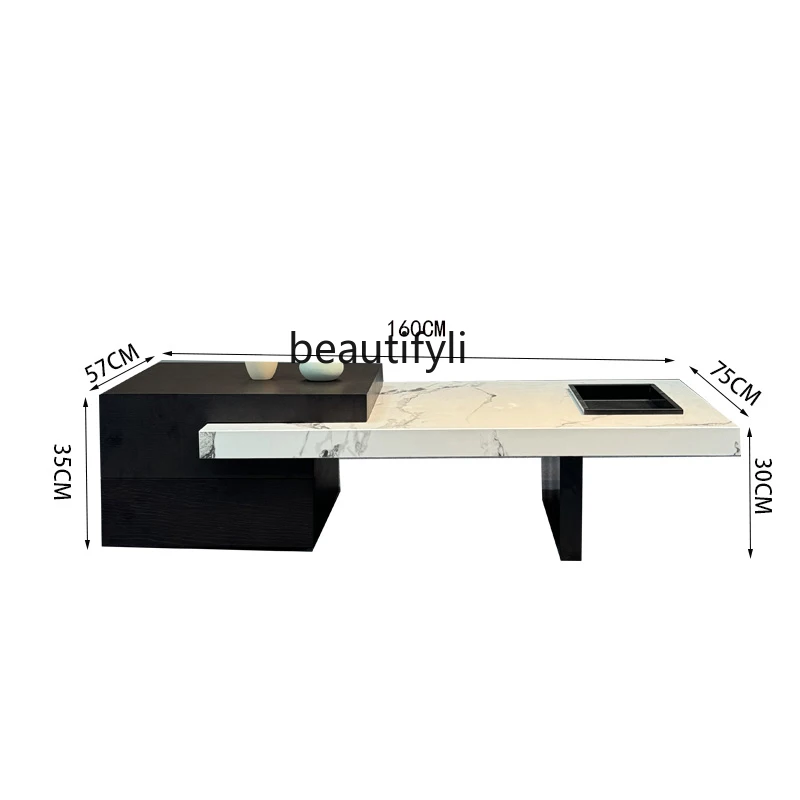 Italian Rectangular Stone Plate Coffee Table Simple Modern Living Room Home Large Flat Layer