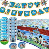 Paw Patrol Birthday Decorations Dog Chase Party Paper Tableware Tablecloth Plate Banner Balloon Party Supplies for Boy Kid Toys