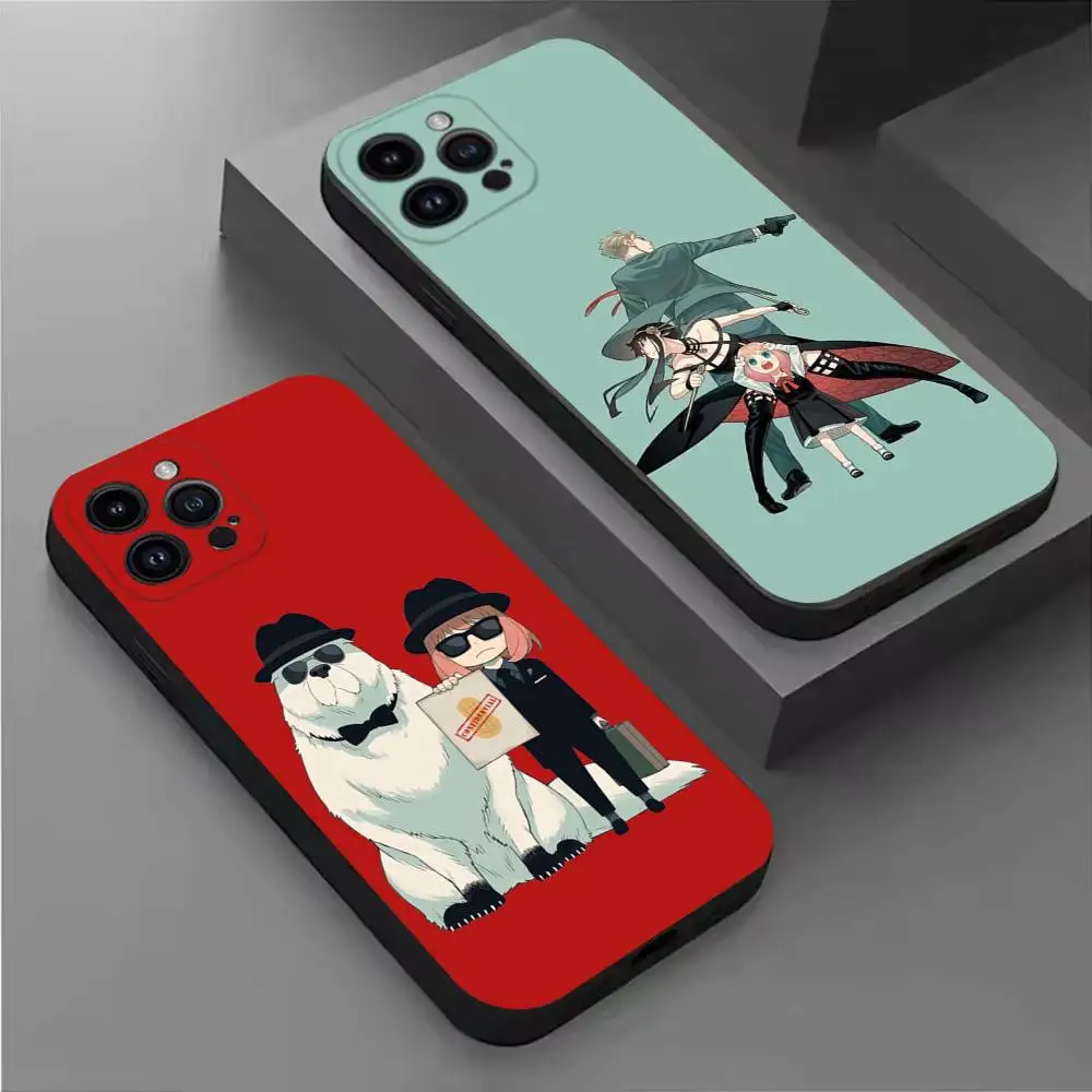 

Spy X Family Bond Yor Anya Phone Case For iPhone 16,15,14,13,12,11 Plus,Pro Max,XS,X,XR,SE,Mini,8,7,Soft Silicone Black Cover