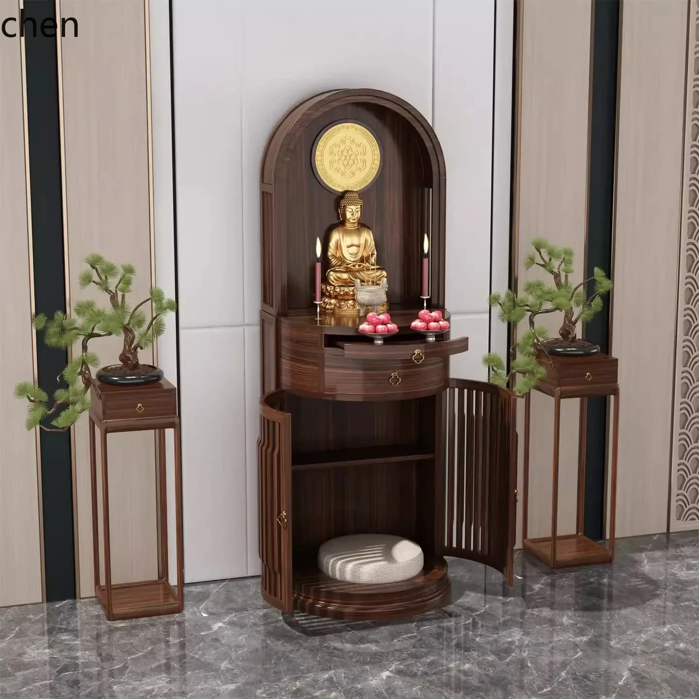 

r5.21 Worship Table Home Use Standing Cabinet God of Wealth Solid Wood Guanyin Bodhisattva Offering Table