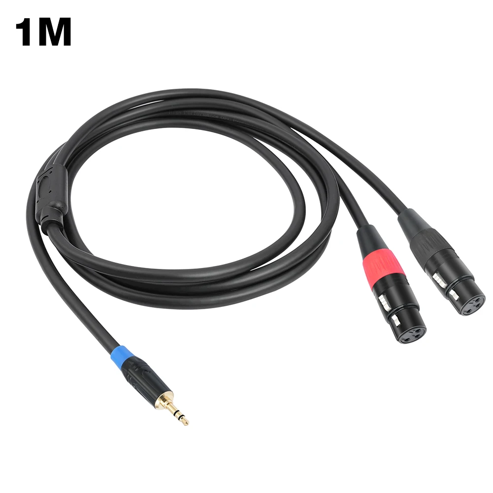 1/2/3M 3.5 مللي متر 3Pin مهائي كابلات ذكر إلى أنثى 3.5 مللي متر إلى المزدوج XLR اندلاع المكونات 1/8 بوصة مقبس صغير إلى 2 XLR Y الفاصل محول