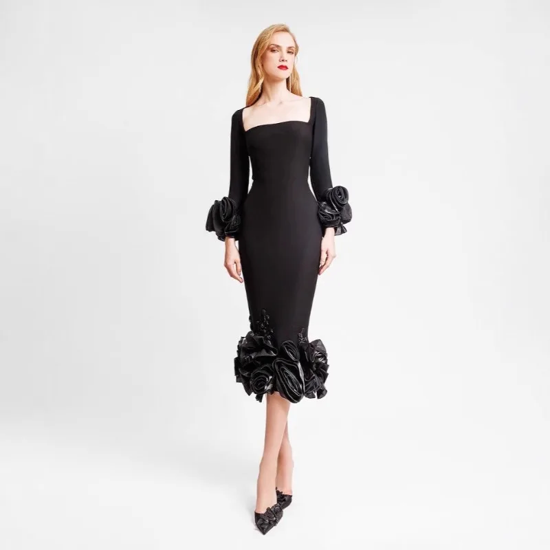 

Women Dresses Fashion Flowers Diamonds Bandage Skirt Dress Bandagedress