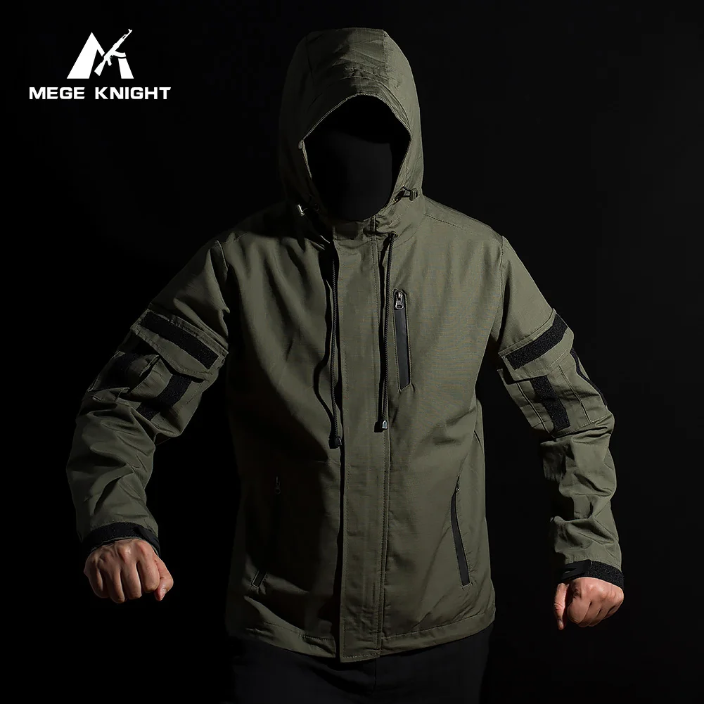 MEGE Men's Tactical Jacket Windbreakers Winter Softshell Jacket Windproof Assault Long Coat