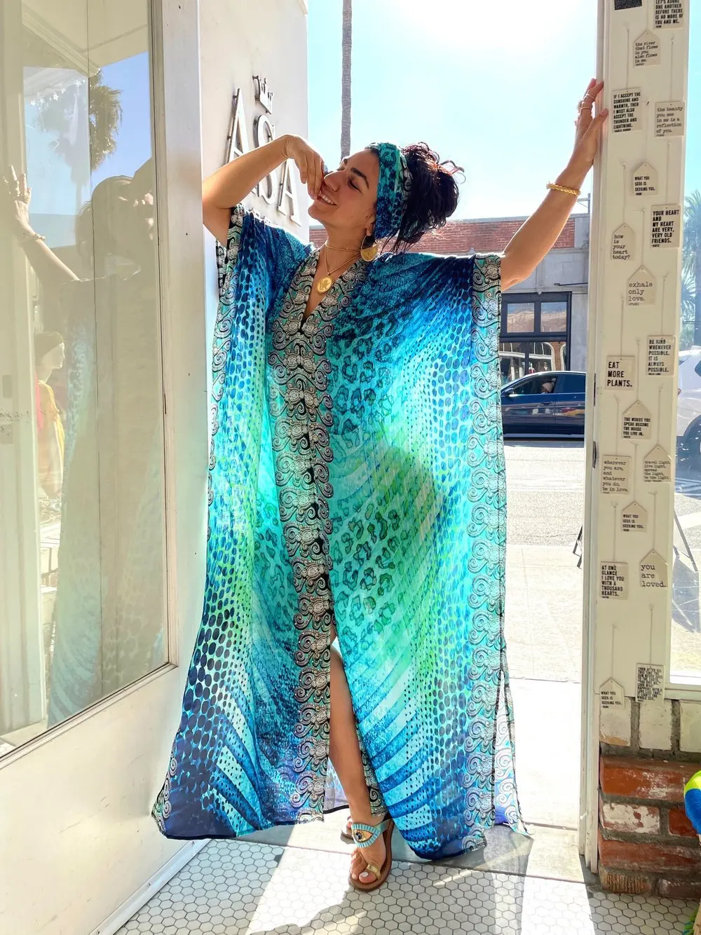 2024 Summer Bikini Women's Long Caftans Print Bathing Suit Cover Up Casual Beach Maxi Dress Abaya Beach Outfits Boho Clothes