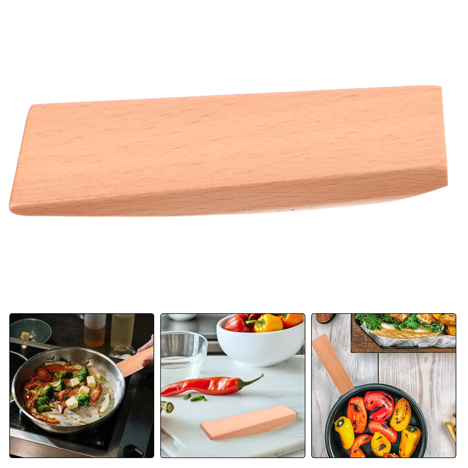 

Outdoor Camping Wok Wooden Cast Iron Pan Cookware Accessory Replacement Handle Comfortable Grip Heat Resistant Natural Wood