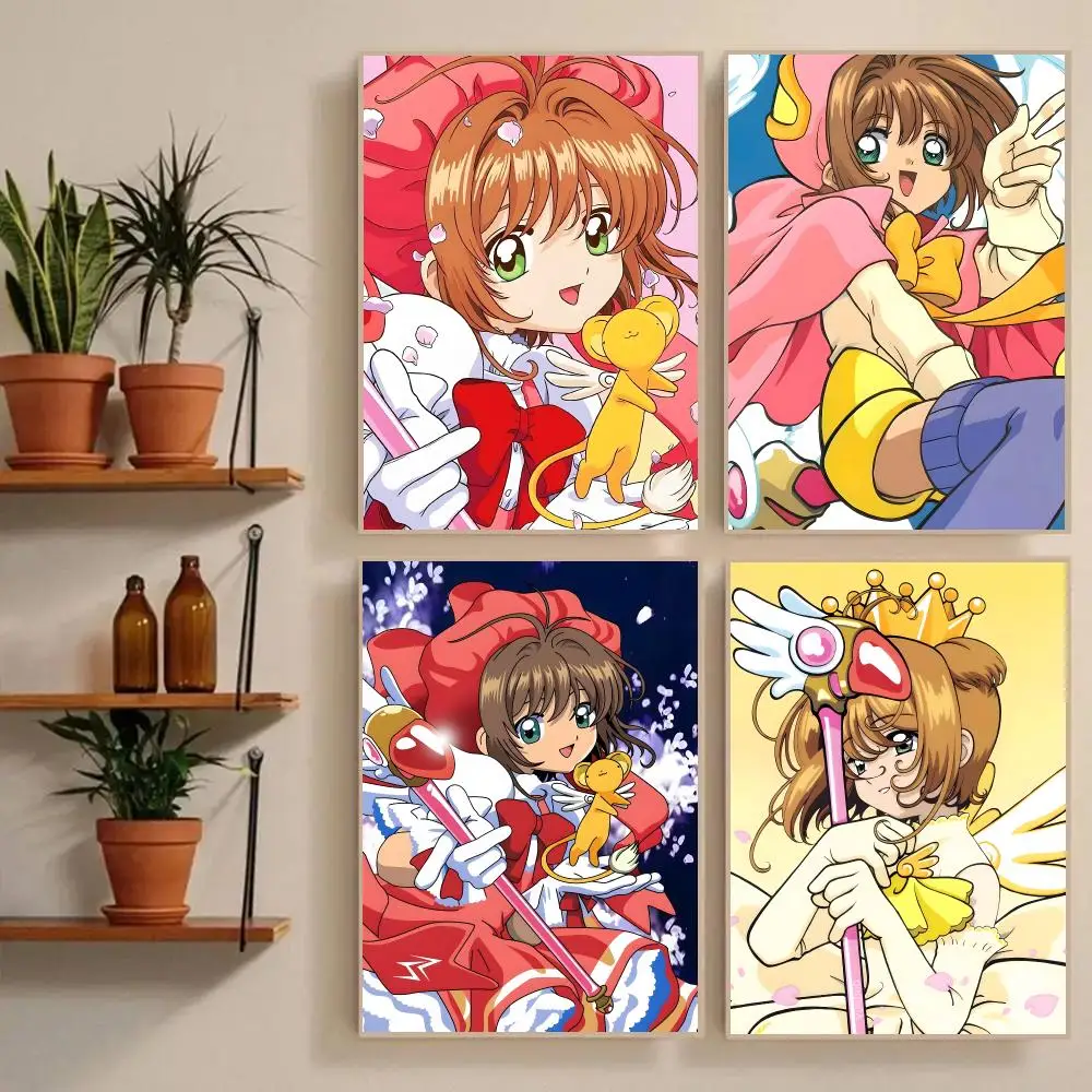 Girl C-Cardcaptor S-Sakura Poster Waterproof Wall Art Sticker For Bar Living Room Vintage Room Decor High Quality Print Gift