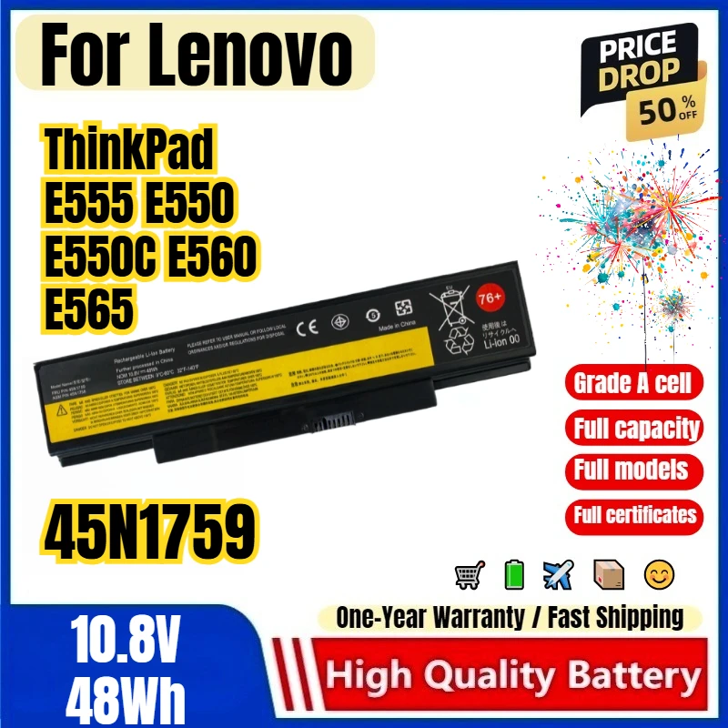 45N1759 for Lenovo ThinkPad E555 E550 E550C E560 E565 Laptop Battery  High Quality High Capacity Battery Replacement Bateria